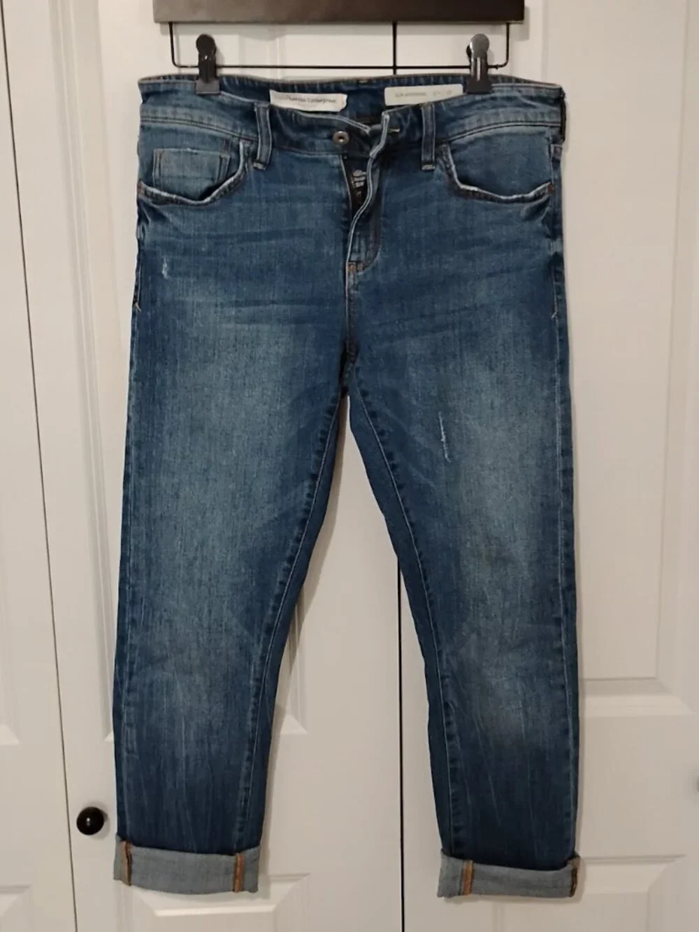 Pilcro by Anthropologie Women's Denim Blue Medium Wash Slim Boyfriend Jeans 28